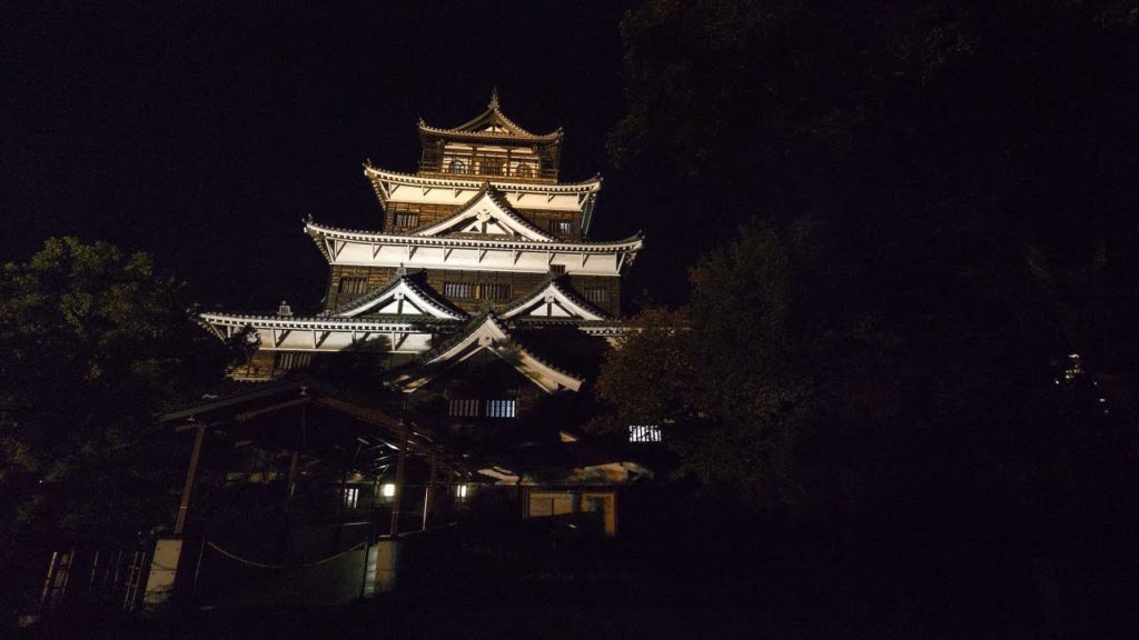 【4K】Night walk in Hiroshima from Yokogawa to Hiroshima castle