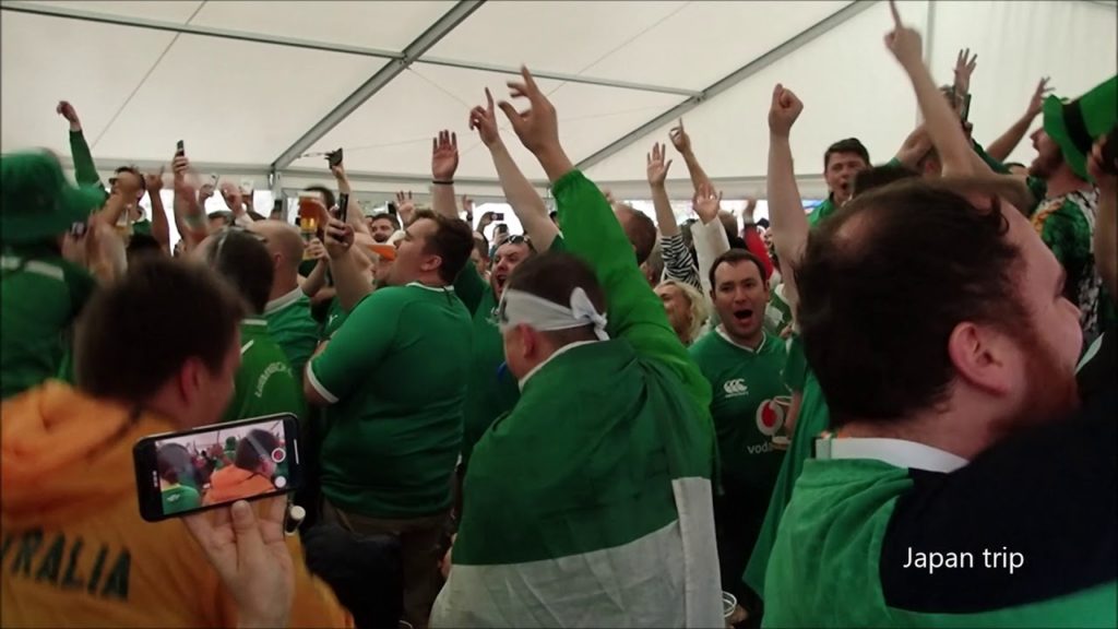 Irish fans get excited at 2019 Rugby World Cup in Japan.