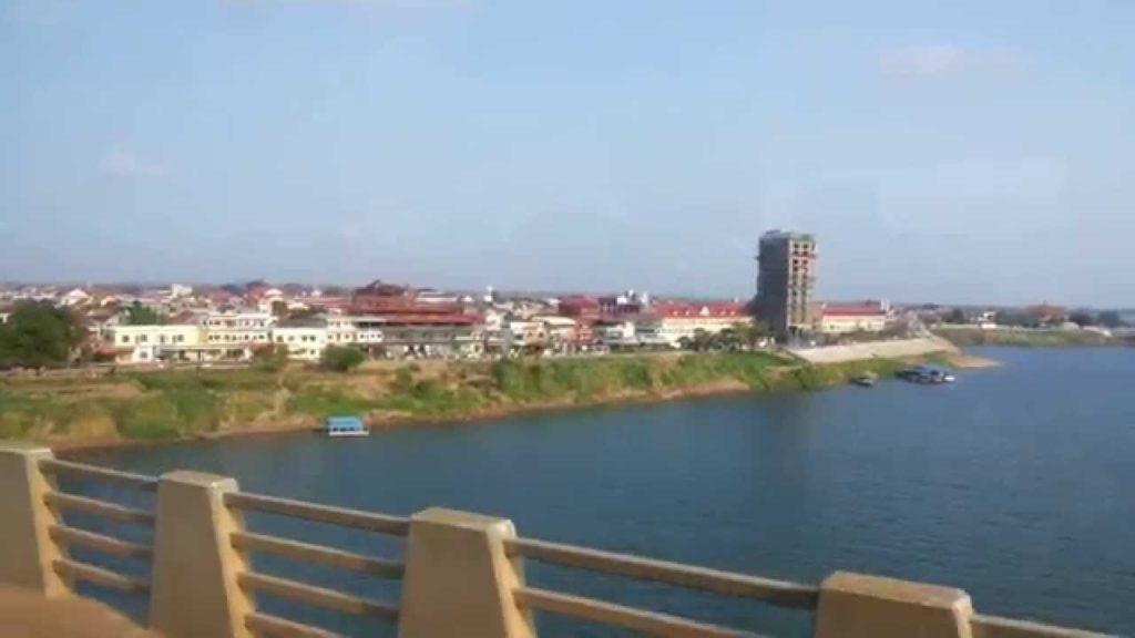 Kizuna Bridge entering Kampong Cham in Cambodia