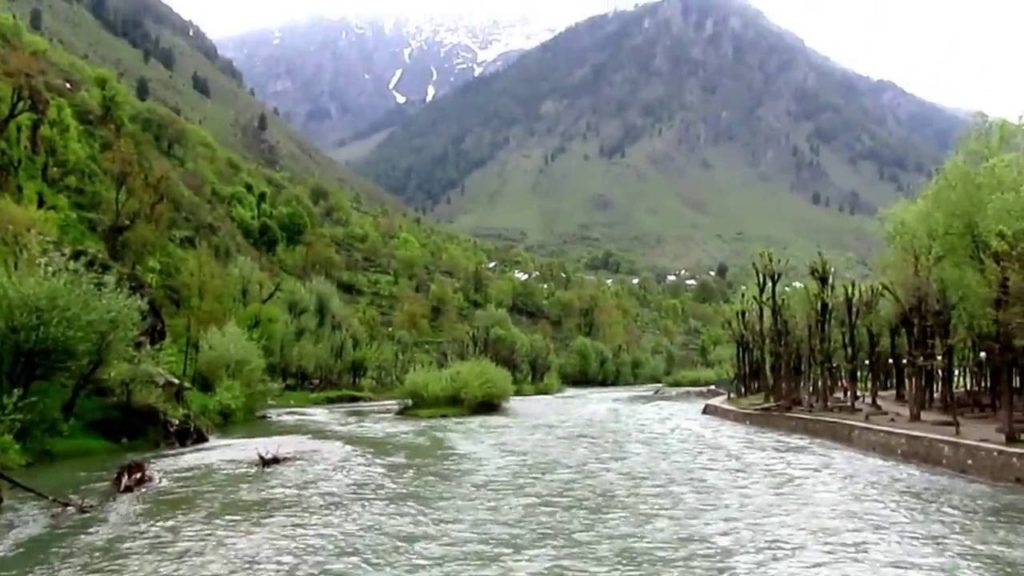 Picturesque View Beautiful River at Betab Valley Pahalgam Kashmir