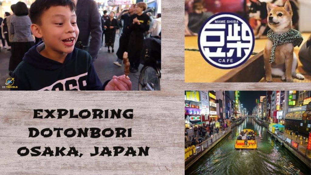 Exploring Dotonbori, Osaka, Japan/Street Food/Mameshiba Cafe/Canal Cruise