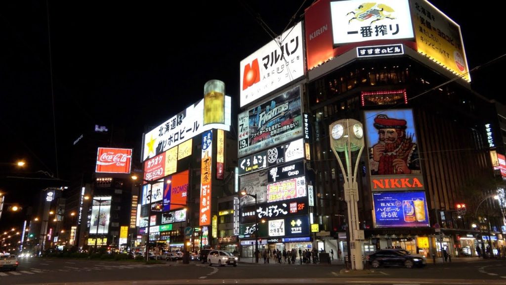 【4K/Sapporo】Walking from Sapporo sta to Susukino Hokkaido Japan/札幌駅からすすきのまで定番観光！