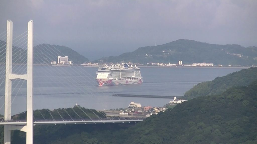 Norwegian Joy entered port in the early-morning Nagasaki Port  in Japan  15.July.2017 am08:00:00