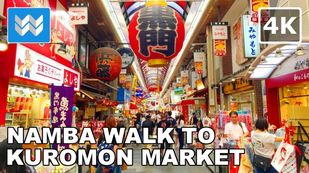 🇯🇵 Namba Walk to Kuromon Ichiba Market in Osaka, Japan | Japanese Street Food Walking Tour  🎧【4K】