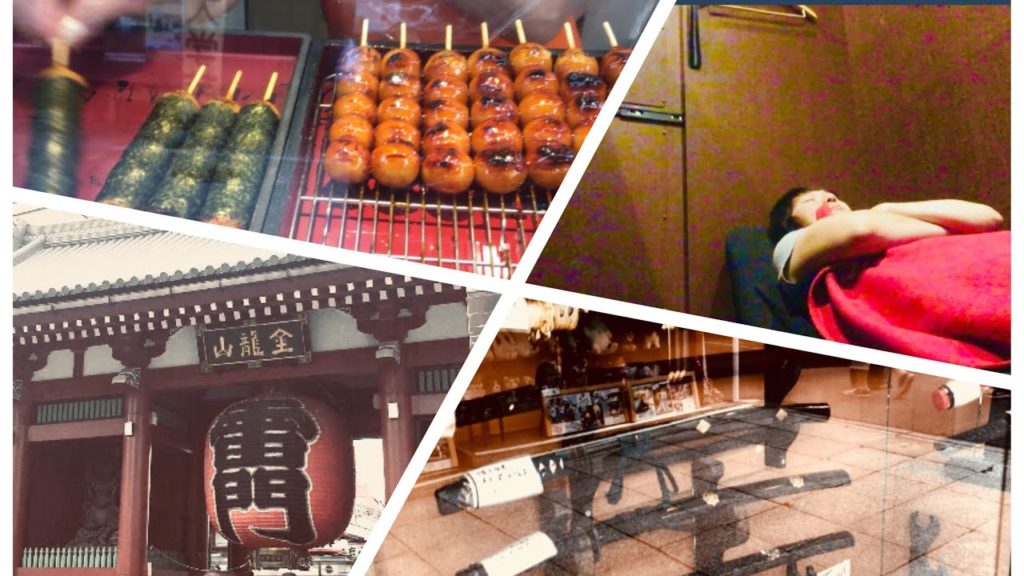 Japan Tokyo Trip.Walk & Free foods Cafe at Internet Capsule Hotel in Asakusa ,Street Food