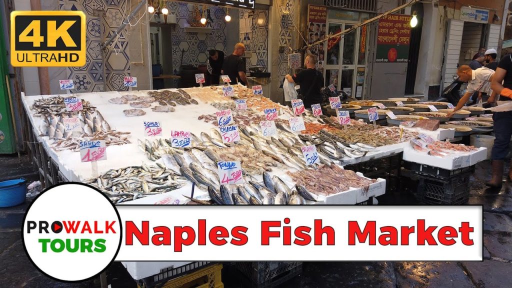 Naples , Italy Fish Market Walking Tour [4K|UHD]