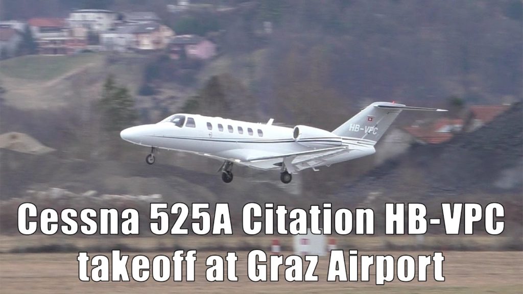 Cessna 525A CitationJet CJ2 takeoff at Graz Airport | HB-VPC