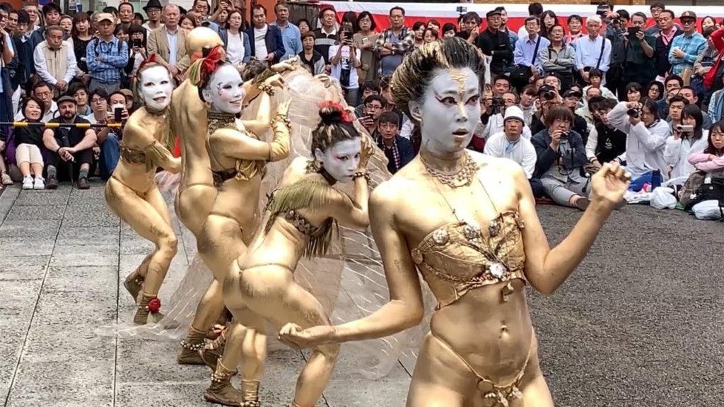 【金粉ショー】2019年大須大道町人祭・金粉ショウ大駱駝艦ノーカット版【名古屋】 golden powder bodypainting dance show , Osu Nagoya Japan.