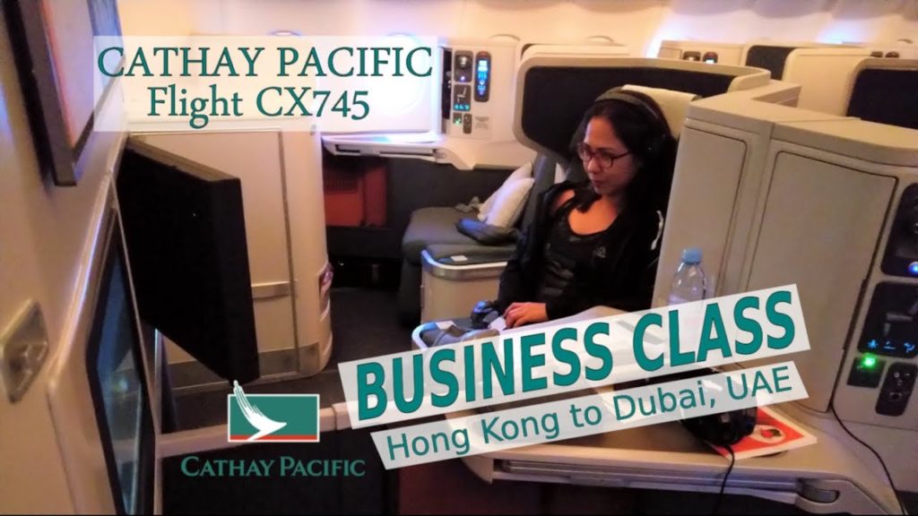 Cathay Pacific Business Class Flight CX745 Hong Kong to Dubai, UAE Airbus A330-300