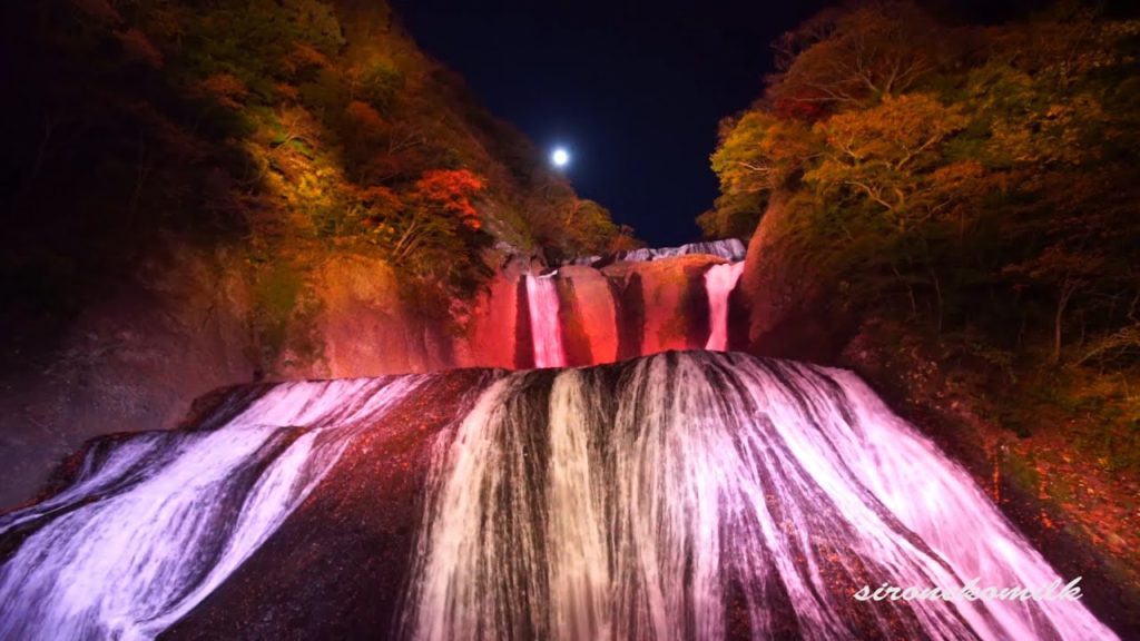 日本三名爆・袋田の滝 紅葉ライトアップ2014 日本の幻想的な風景,茨城 Fantastic nightscape of Fukuroda water falls in Ibaraki Japan