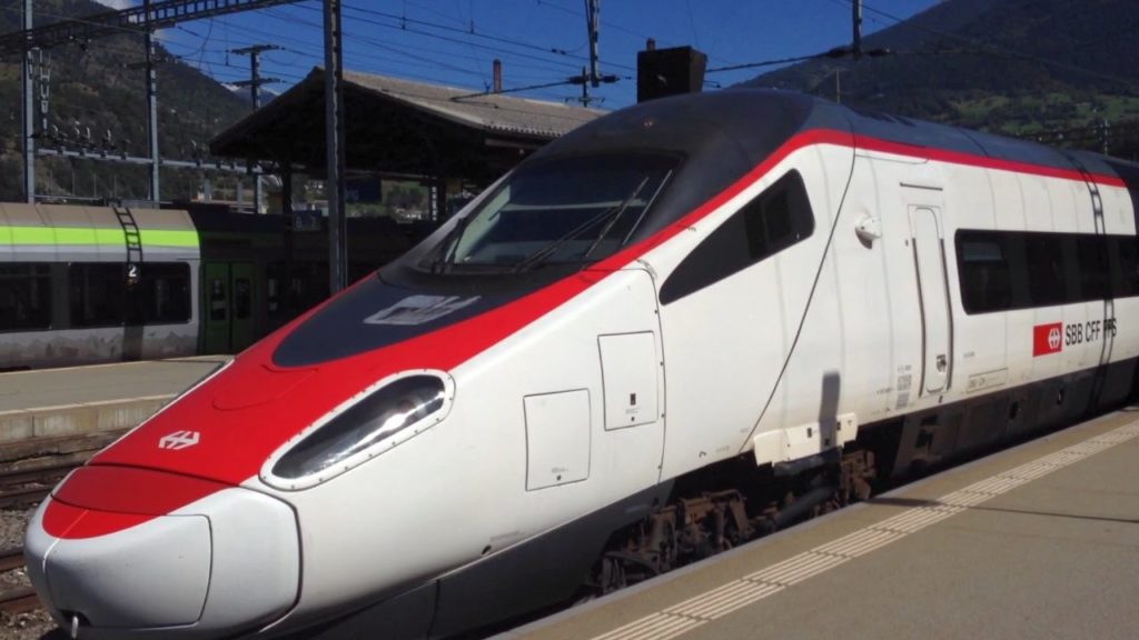 Riding Swiss High Speed Train Eurocity Milan - Basel between Domodossala and Brig