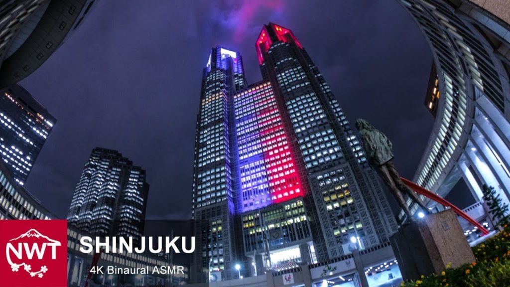 Tokyo Shinjuku In The Rain 4K Binaural Sound [ASMR]