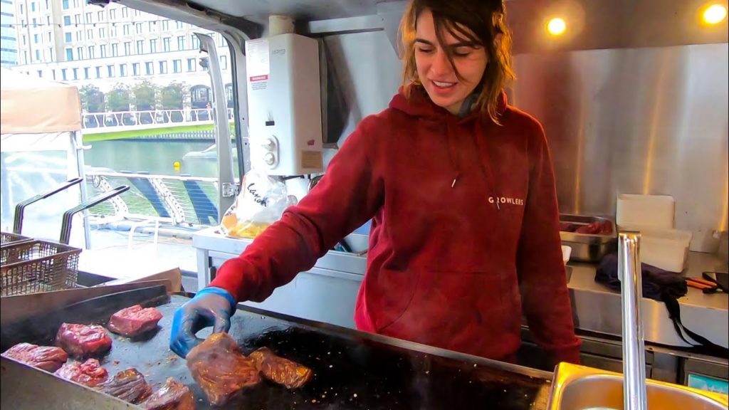 Beef Steak Sandwiches. Huge and Dripping. London Street Food