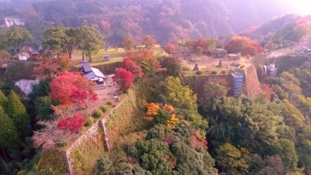 天空の城 岡城跡（岡城址）紅葉 本丸 二の丸 三の丸 ドローン撮影 Drone video in Oka castle 2017年