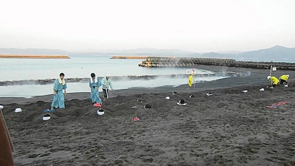Waiting to be Buried in the Sand Onsen of Ibusuki, Kagoshima, Japan