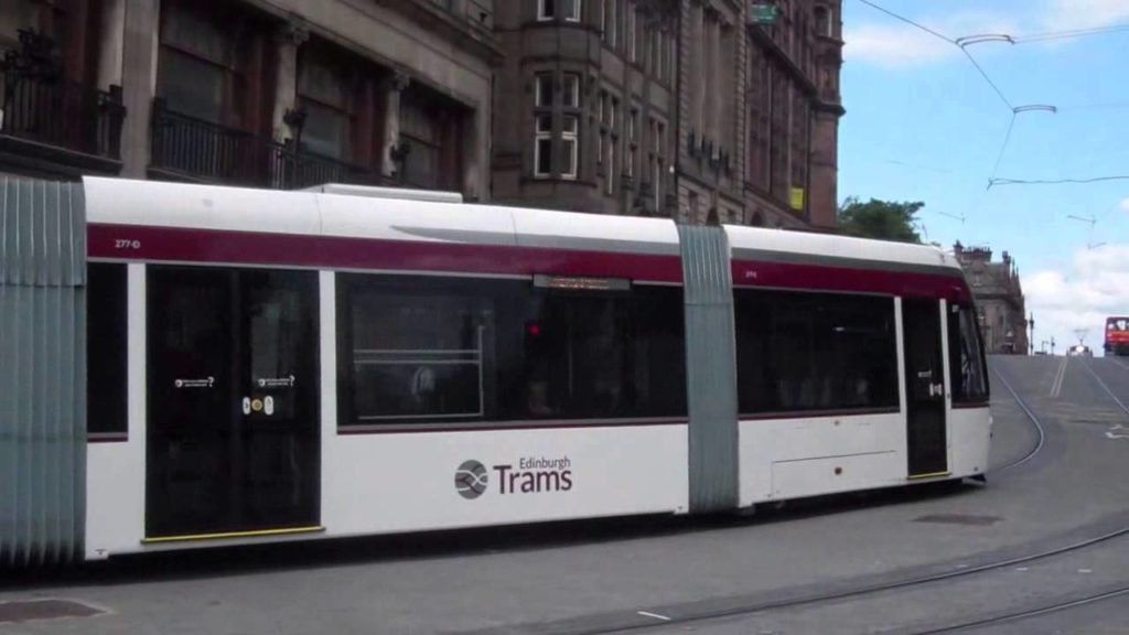 Trams Tramway Princes Street Edinburgh Scotland Trams Tramway Princes Street Edinburgh Scotland