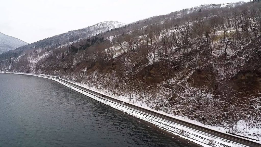 Lake Shikotsu, Hokkaido, Japan - Winter Flyover