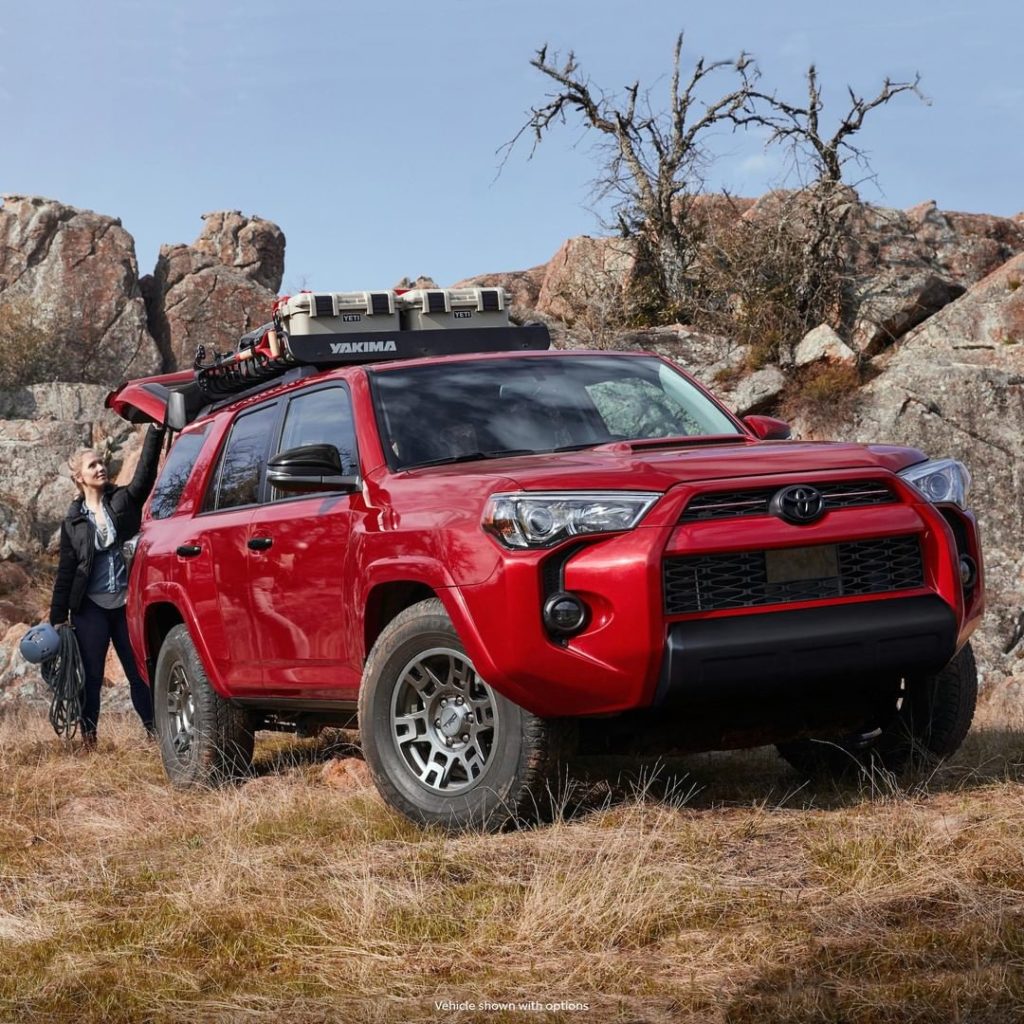 Black accents and 17-in #TRD matte-gray alloy wheels give the all new #4Runner V...