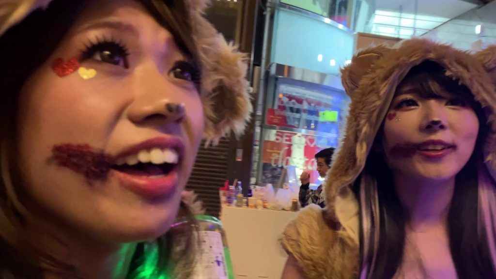 Shinsaibashi , Osaka, Japan Halloween nightlife 2019.  Street food, clubs, costumes