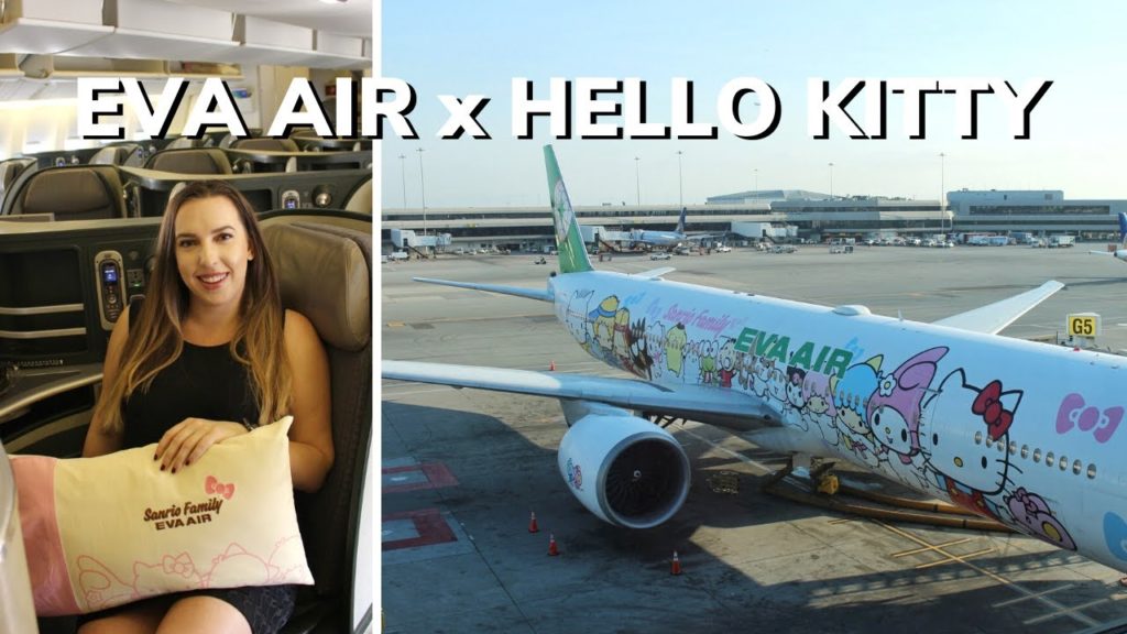 FIRST LOOK AT EVA AIR HELLO KITTY JET ✈️ HAND-IN-HAND 777-300ER SAN FRANCISCO (SFO) TO TAIPEI (TPE)