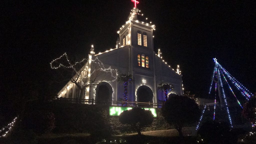 メリークリスマス！天草の大江天主堂。クリスマスイルミネーションを見にきたLive