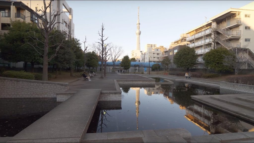 【4K】Walking along Oyokogawa park to SkyTree tower