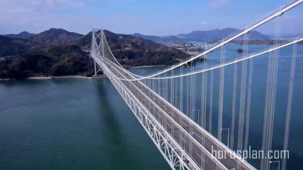 Paramotor Japan Shimanami Kaido Innoshima bridge Hiroshima Prefecture. しまなみ海道「因島大橋」モーターパラグライダー空撮