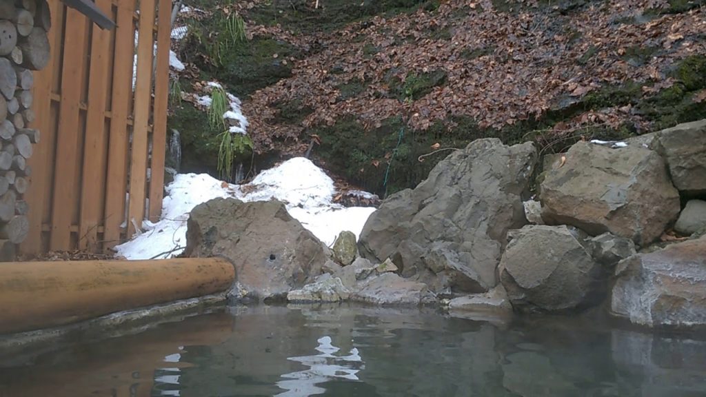 Sakunami onsen near Sendai - outdoor bath in Japanese hot spring