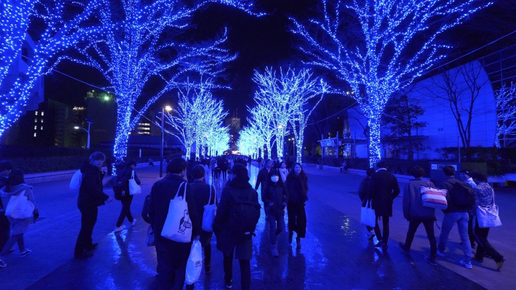 【4K】Shibuya Christmas illumination - Blue Cave