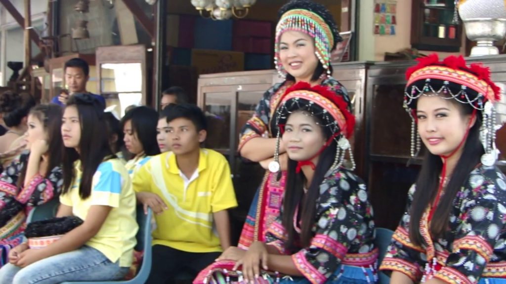 Hill Tribe dancers in Chiang Mai - tribute parade for HM The Royal King of Thailand