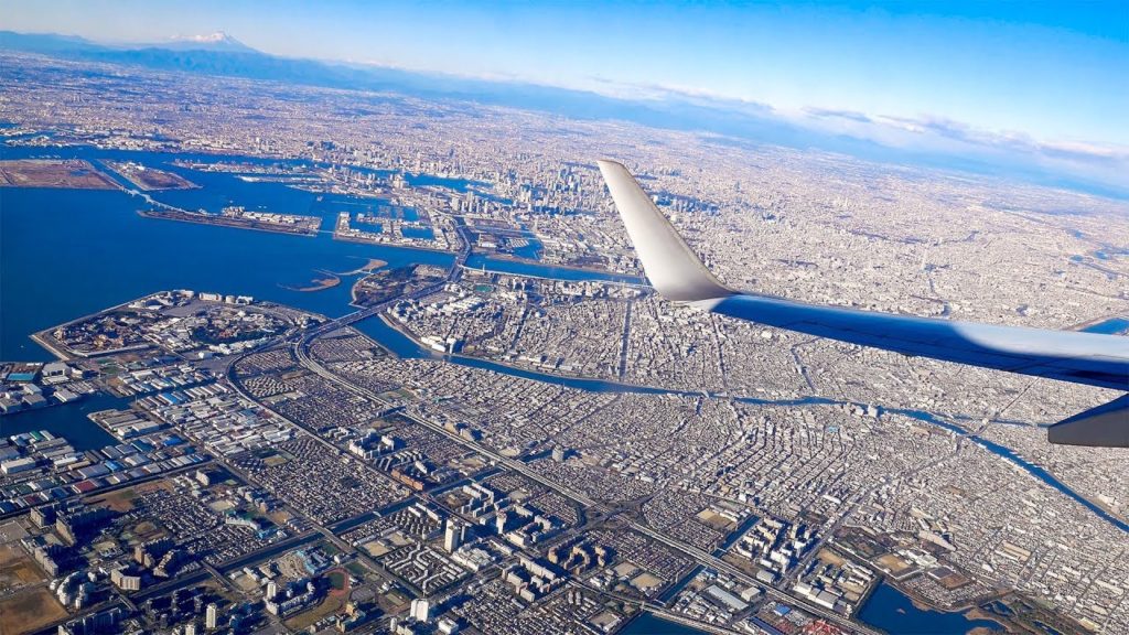 [4K圧倒的関東平野] ディズニーランド上空旋回  JAL201便 羽田空港34R離陸