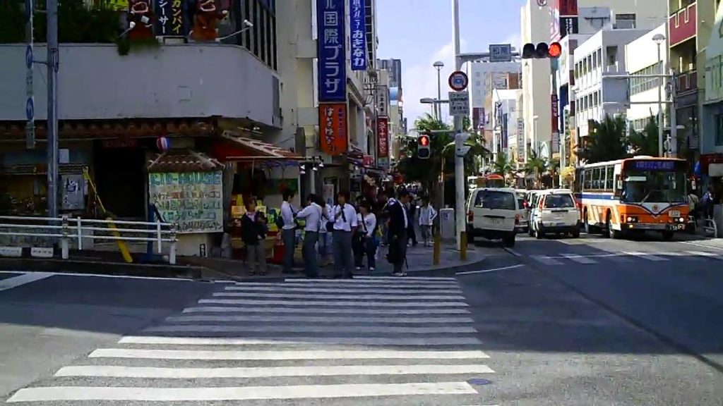 Crossing the road, Naha City, Okinawa, Japan, November 2008