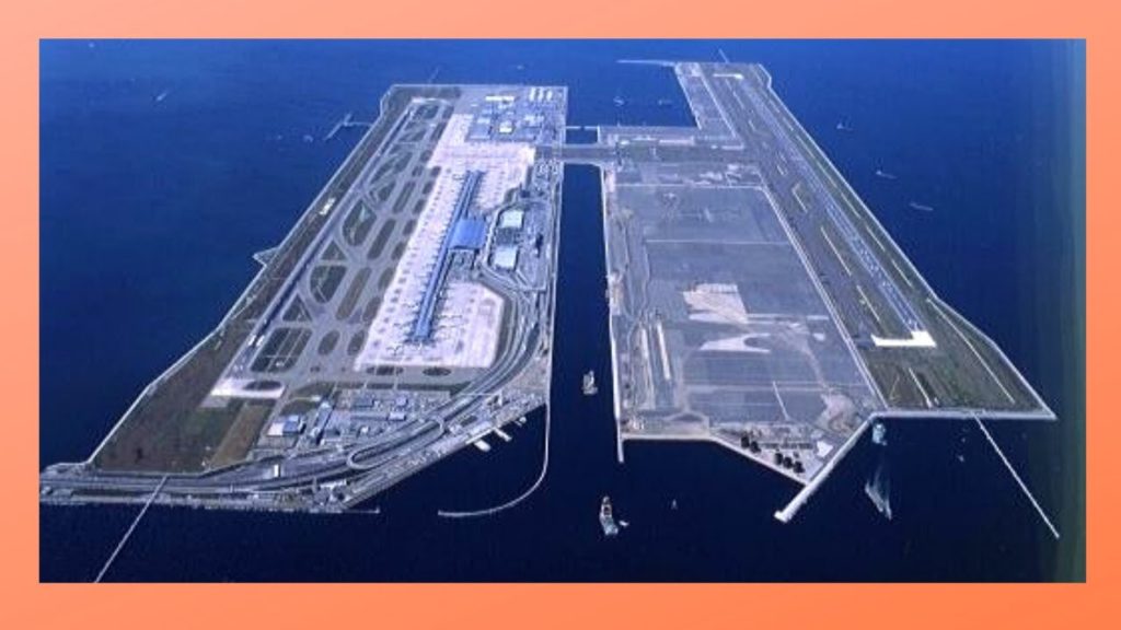 Take-off from OSAKA'S KANSAI International AIRPORT (Japan), beautiful aerial views