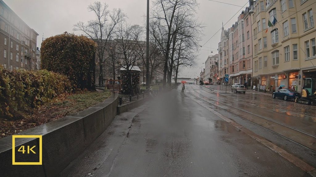 Rainy & windy day walk In Helsinki【4K】