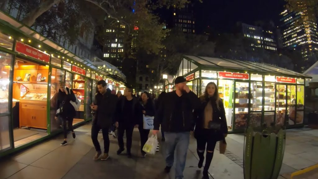 ⁴ᴷ⁶⁰ Walking NYC (Narrated) : Bryant Park Winter Village (November 11, 2019)