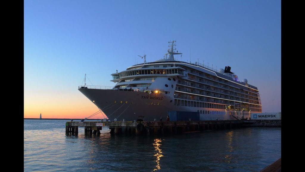 'The World' Cruise ship departing Port Nelson, New Zealand at night 'The World' Cruise ship departing Port Nelson, New Zealand at night
