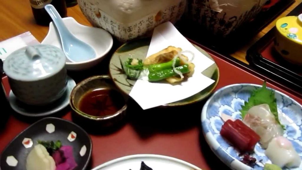 The dinner at Morinyado Ryokan in Miyajima Island