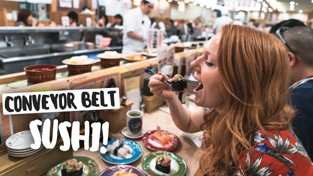 Trying CONVEYOR BELT SUSHI! + Exploring Tokyo, Japan