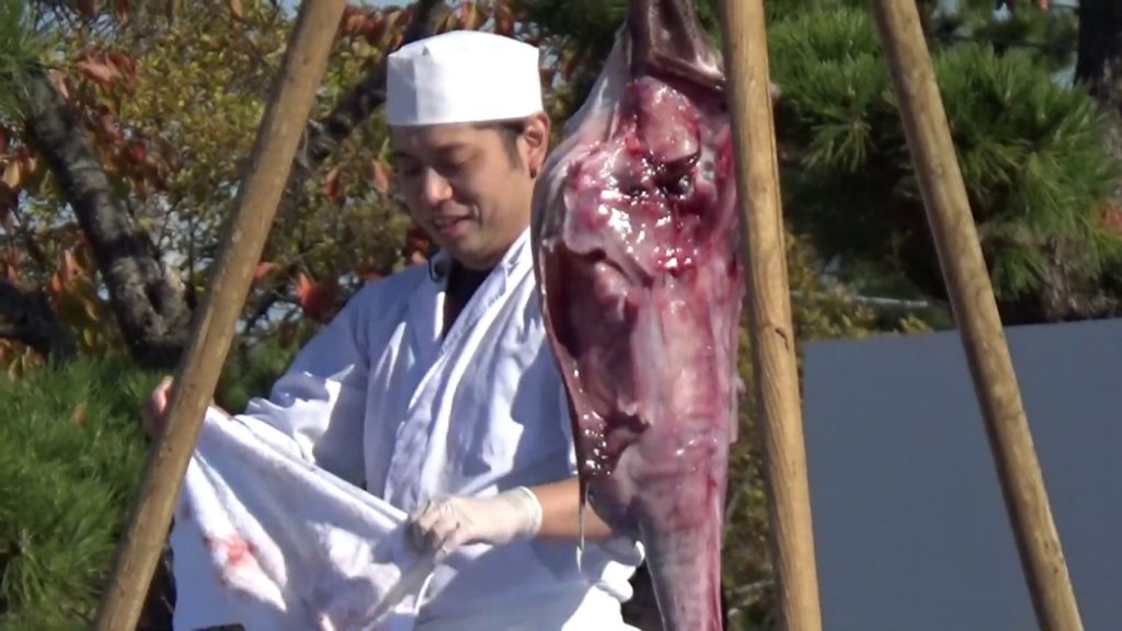Anglerfish Cutting Show, Anko, Street food Japan