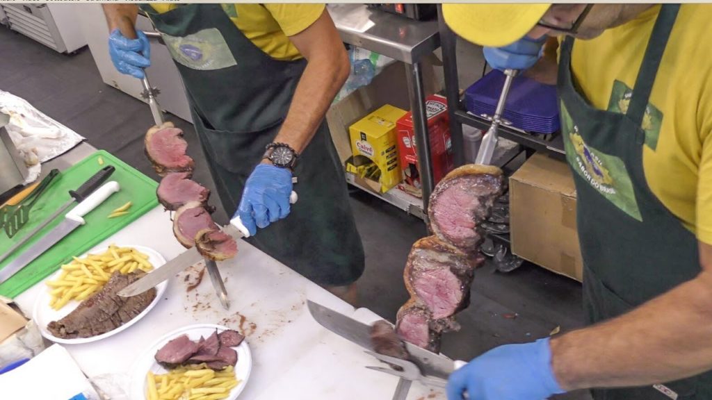 Best Street Food from Brazil. Grilled Meat. Picanha and Churrasco. Italy Food Fair