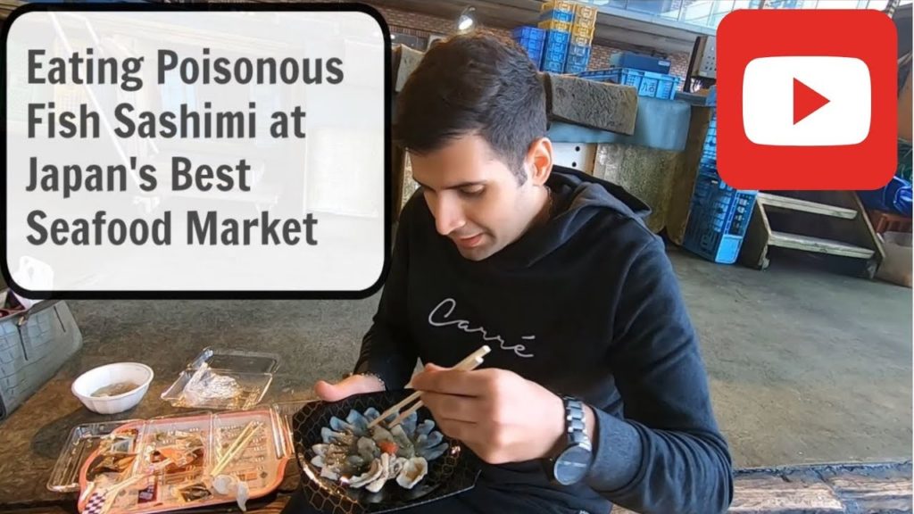 Eating poisonous Japanese fugu fish |" Karato Ichiba" seafood market Eating poisonous Japanese fugu fish |" Karato Ichiba" seafood market