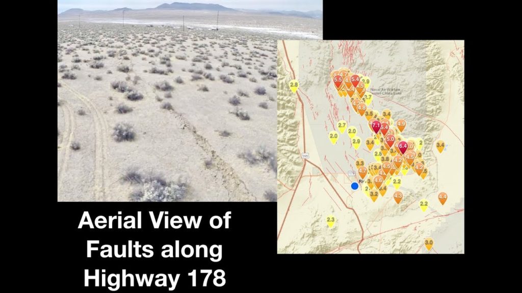 Aerial View of Earthquake Fractures on Highway 178 Aerial View of Earthquake Fractures on Highway 178