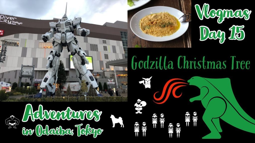 Godzilla Christmas Tree, Unicorn Gundam and Vegan Odaiba Godzilla Christmas Tree, Unicorn Gundam and Vegan Odaiba