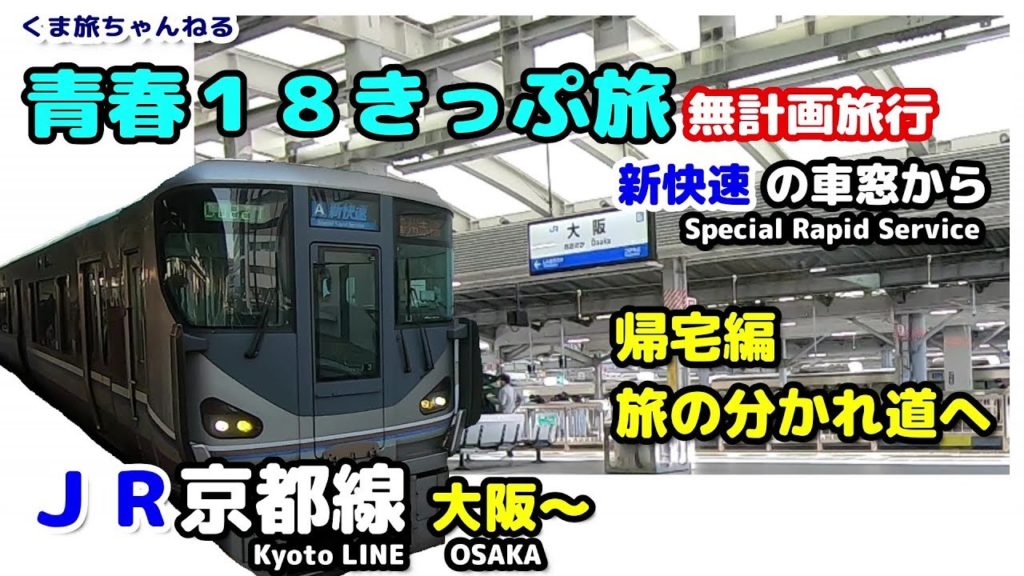 【青春18きっぷの旅 3-7】新快速の車窓 無計画旅行どうする！？東京方面へ帰る旅-3（大阪駅～京都駅）