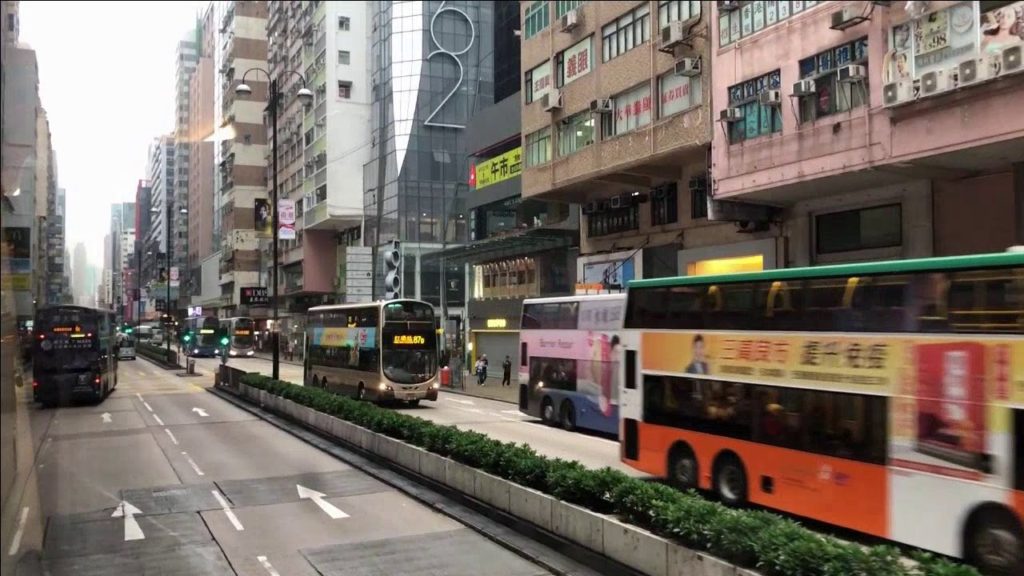 홍콩 침사추이거리, Hong Kong - Tsim Sha Tsui Street by Double decker bus
