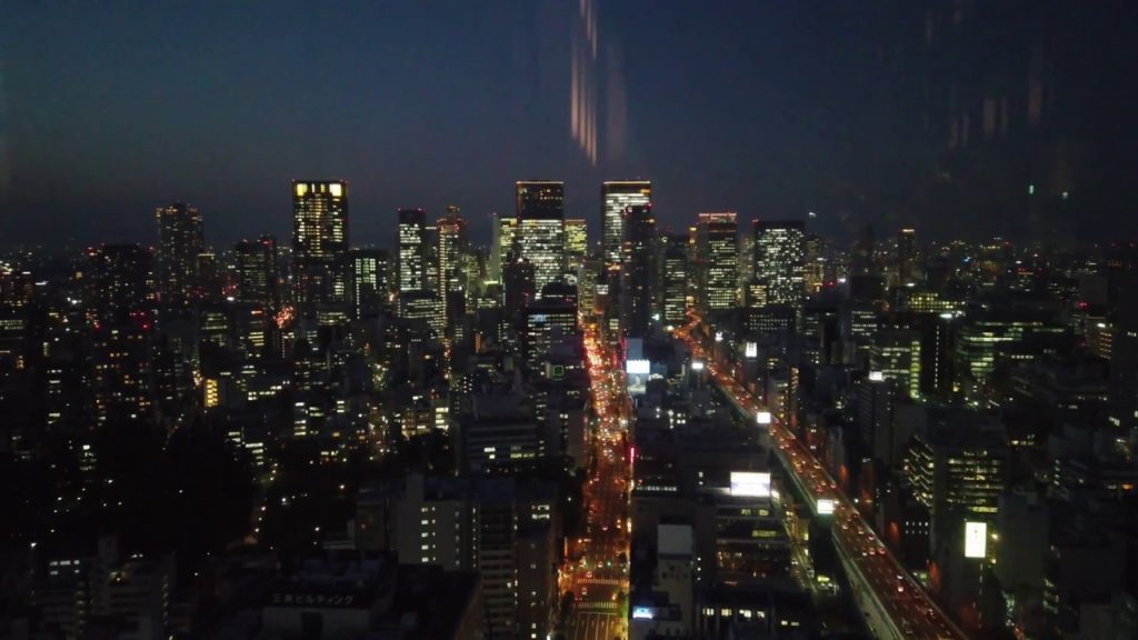 Dusk in urban Osaka seen from the higher floors 高層階から見た都会大阪の夕暮れ　4K
