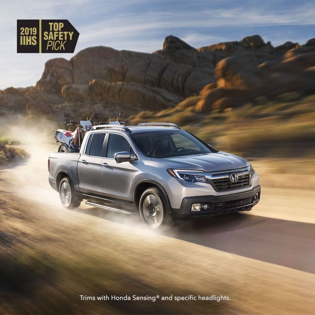 The Honda Ridgeline is the first pickup to earn a 2019 IIHS TOP SAFETY PICK rati...