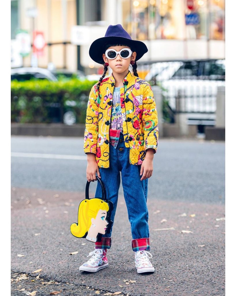 Tokyo Fashion: 7-year-old Japanese student Rino (@lino_queenofvintage) on the street in Harajuk… 7-year-old Japanese student Rino (@lino_queenofvintage) on the street in Harajuk...