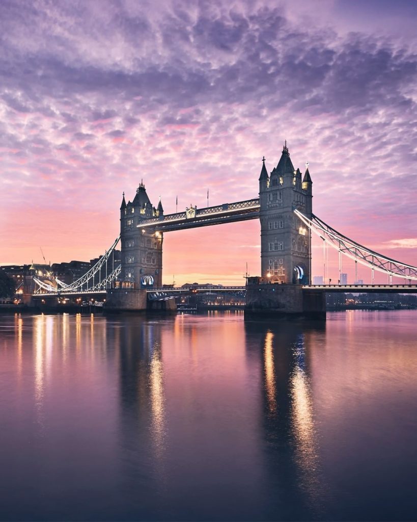 .
London's iconic Tower Bridge stands against a painted sky.
Imagine the view fr...