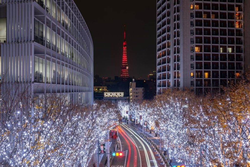 Wintertime seasonal light up displays, often referred to in Japan as ‘Illuminati...